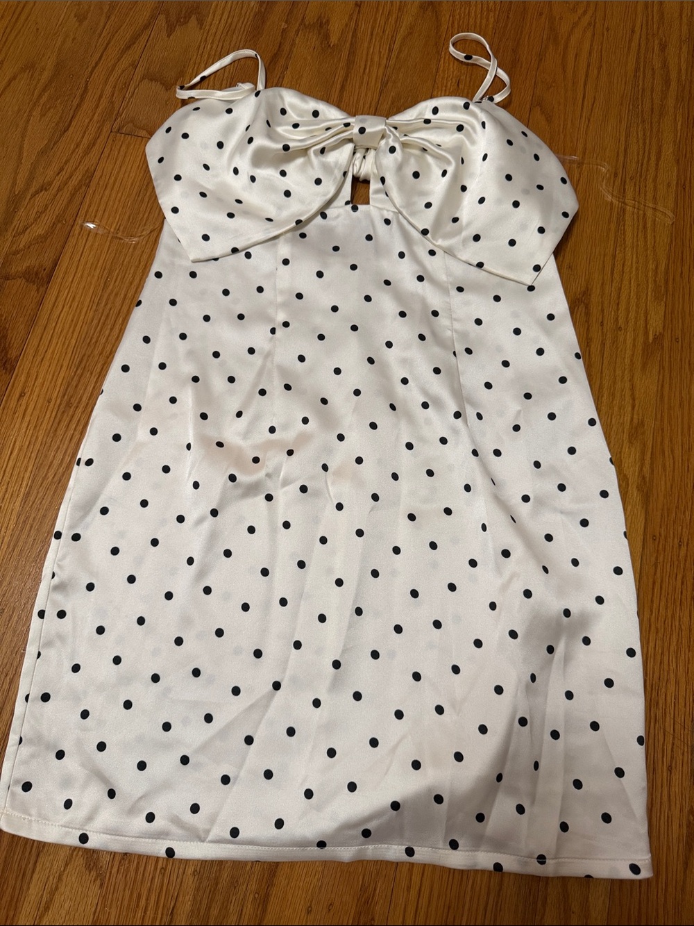 a new day Cream Polka Dot Mini Dress with Black Dots